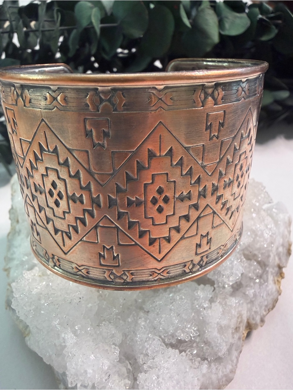 Copper-Tone Aztec Pattern Cuff Bracelet - Picture 2 of 3